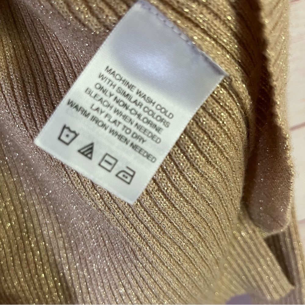 George Tan/Beige with Gold Sparkle Cardigan Sweater Size Extra Large (16/18) - Picture 3 of 6